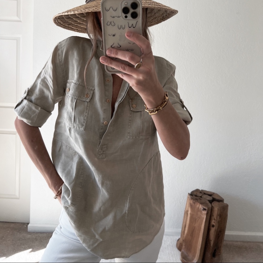 Tommy Bahama Linen Half Button Top